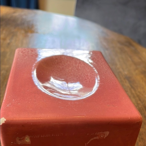 Hagger USA Rose Drip Glaze Mid Century Modern Retangular Vase with Concave Ovals - Picture 11 of 17